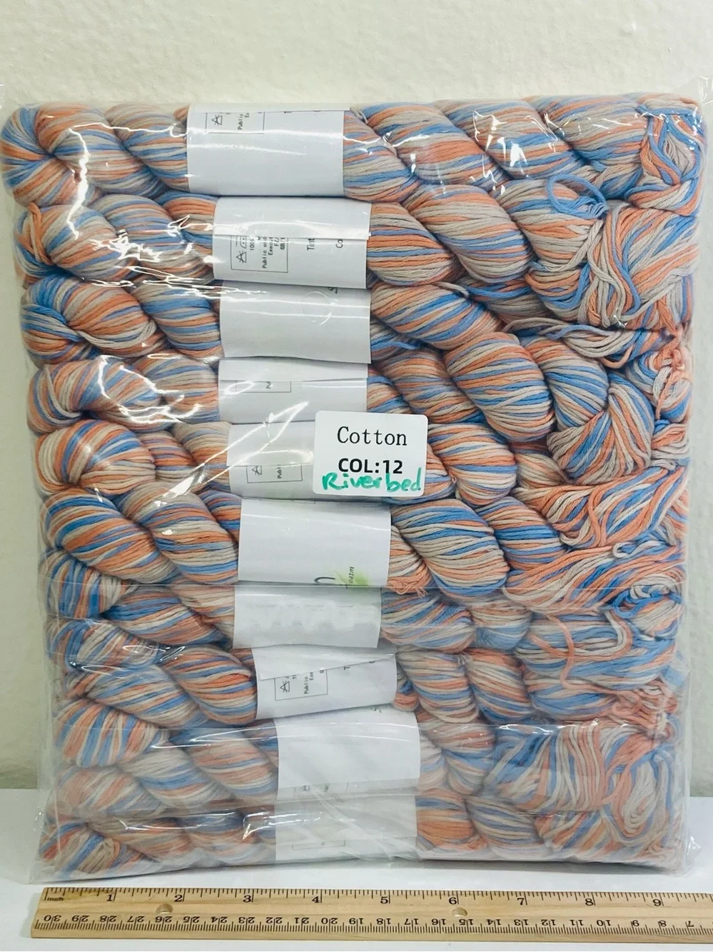 10 NEW (~500g total, ~50g ea.) 100% Cotton Variegated Hanks in Riverbed